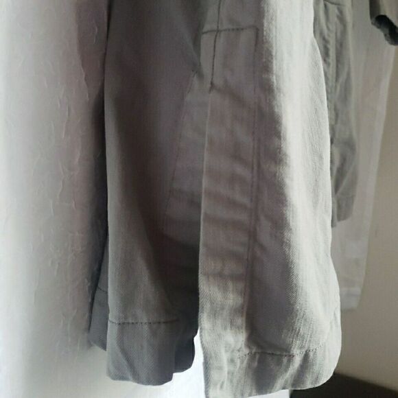 Coldwater Creek Women Trench Coat Size L Gray Buttons Pockets Cotton Lightweight - Picture 9 of 13